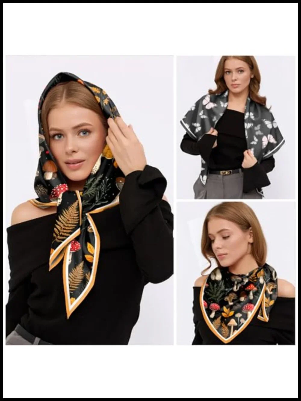 2 Pack Silk Feeling Square Satin Head Scarf Hair Wrap